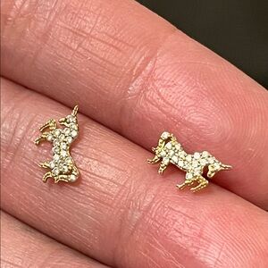 10K Gold Unicorn Earrings w/ CZ diamonds